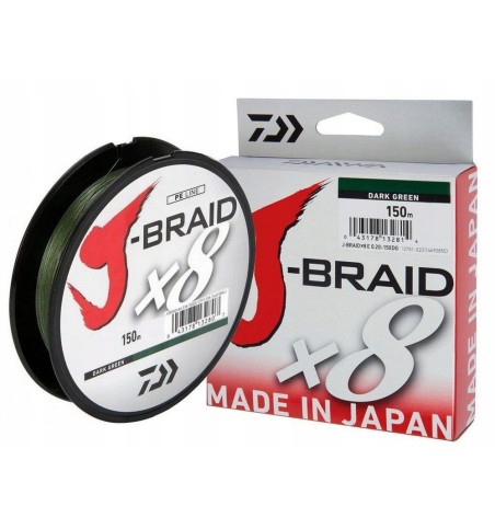 PLECIONKA DAIWA J-BRAID DARK GREEN X8 0.06MM 150M