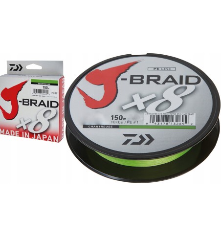 PLECIONKA DAIWA J-BRAID CHARTREUSE X8 0.10MM 150M